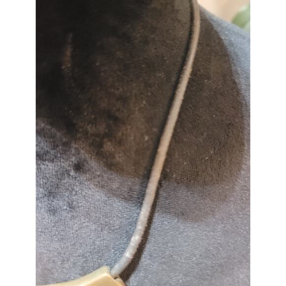 Women's Brass Bar Pendant Necklace On Leather Cord With Hook Clasp Jewellery - Picture 4 of 7